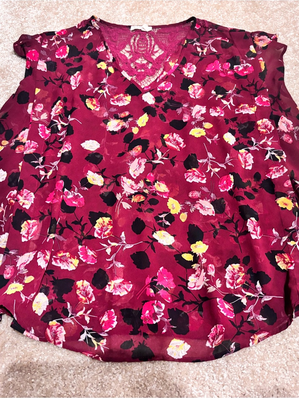 | Anthropologie | Meadow Rue Floral Lace Back Blouse